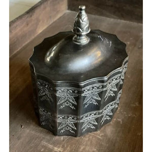 Vintage 1991 Godinger Silver Ornate Etched Trinket Box Red Velvet Lining Jewelry